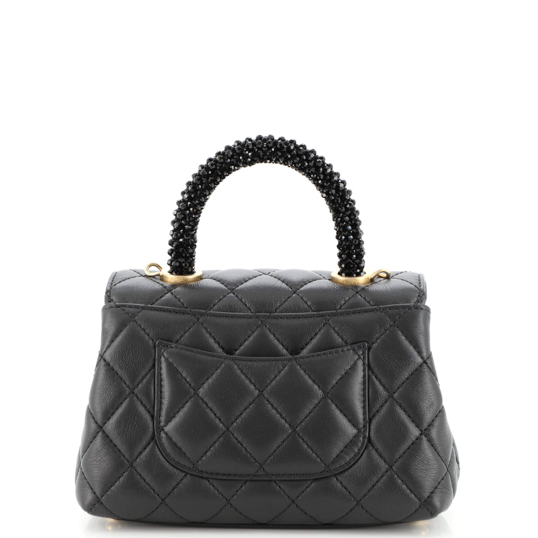 Coco Top Handle Bag Quilted Calfskin with Crystal Handle Extra Mini