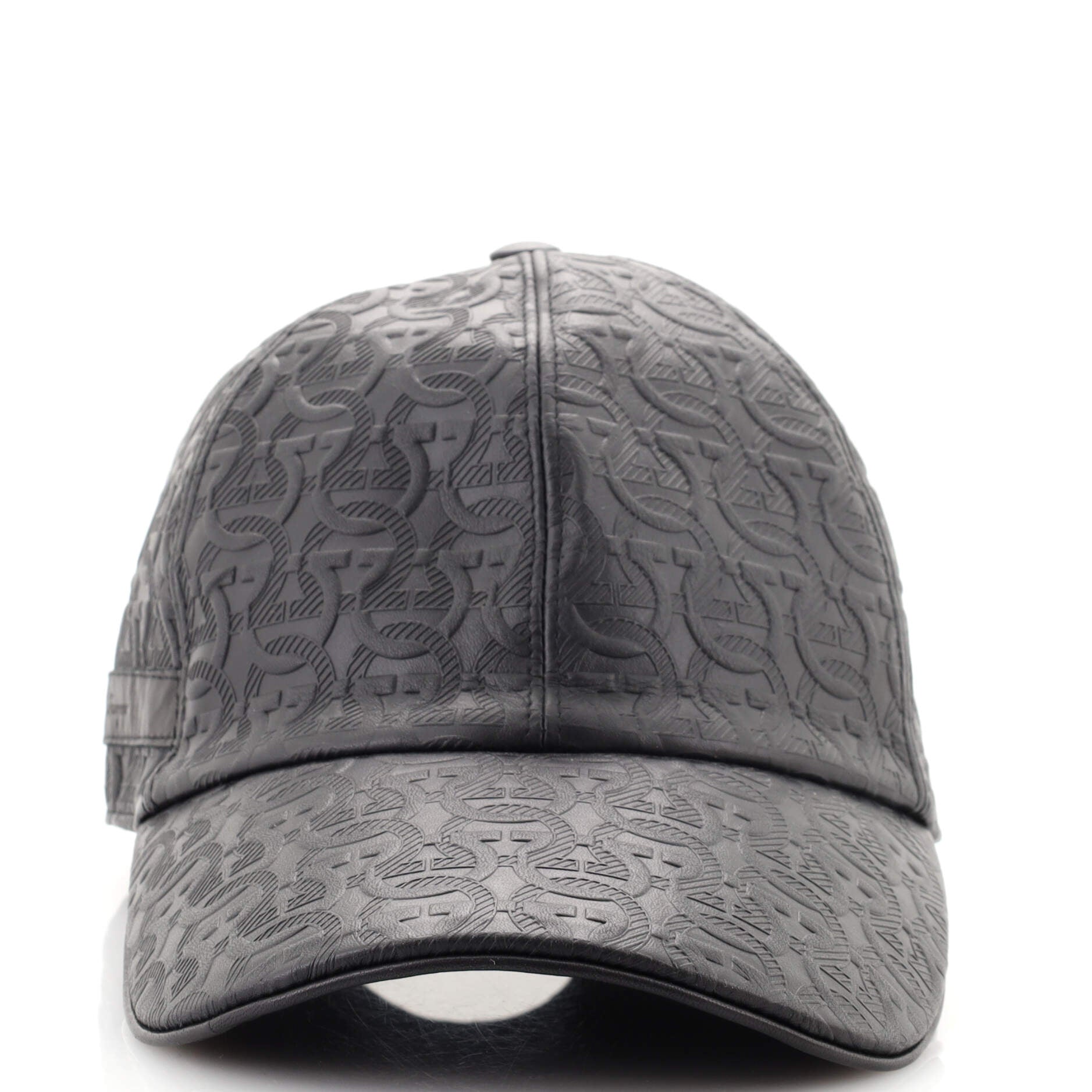 Baseball Cap Gancini Embossed Leather Medium