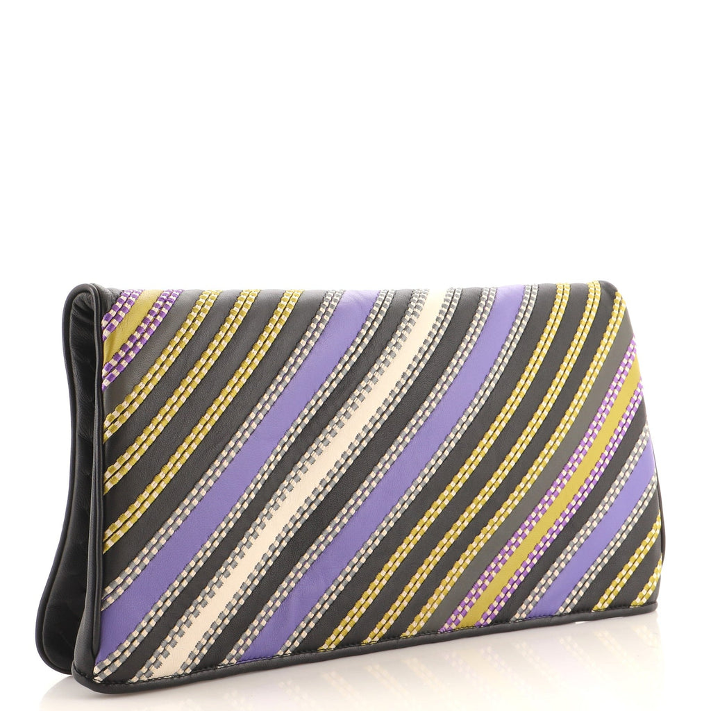 Flap Clutch Stitched Patchwork Leather Medium