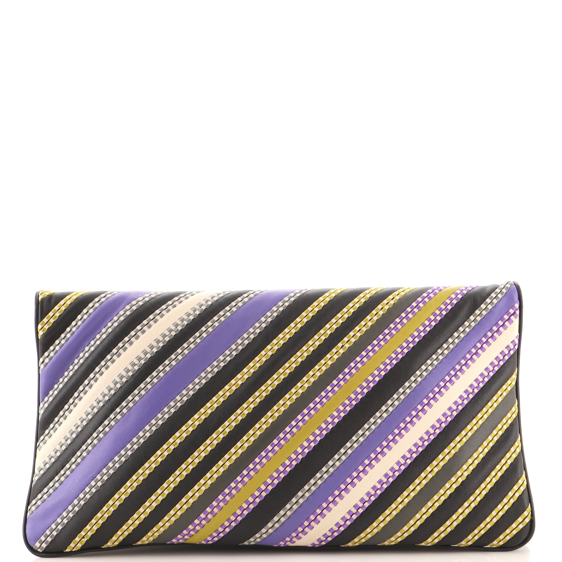 Flap Clutch Stitched Patchwork Leather Medium