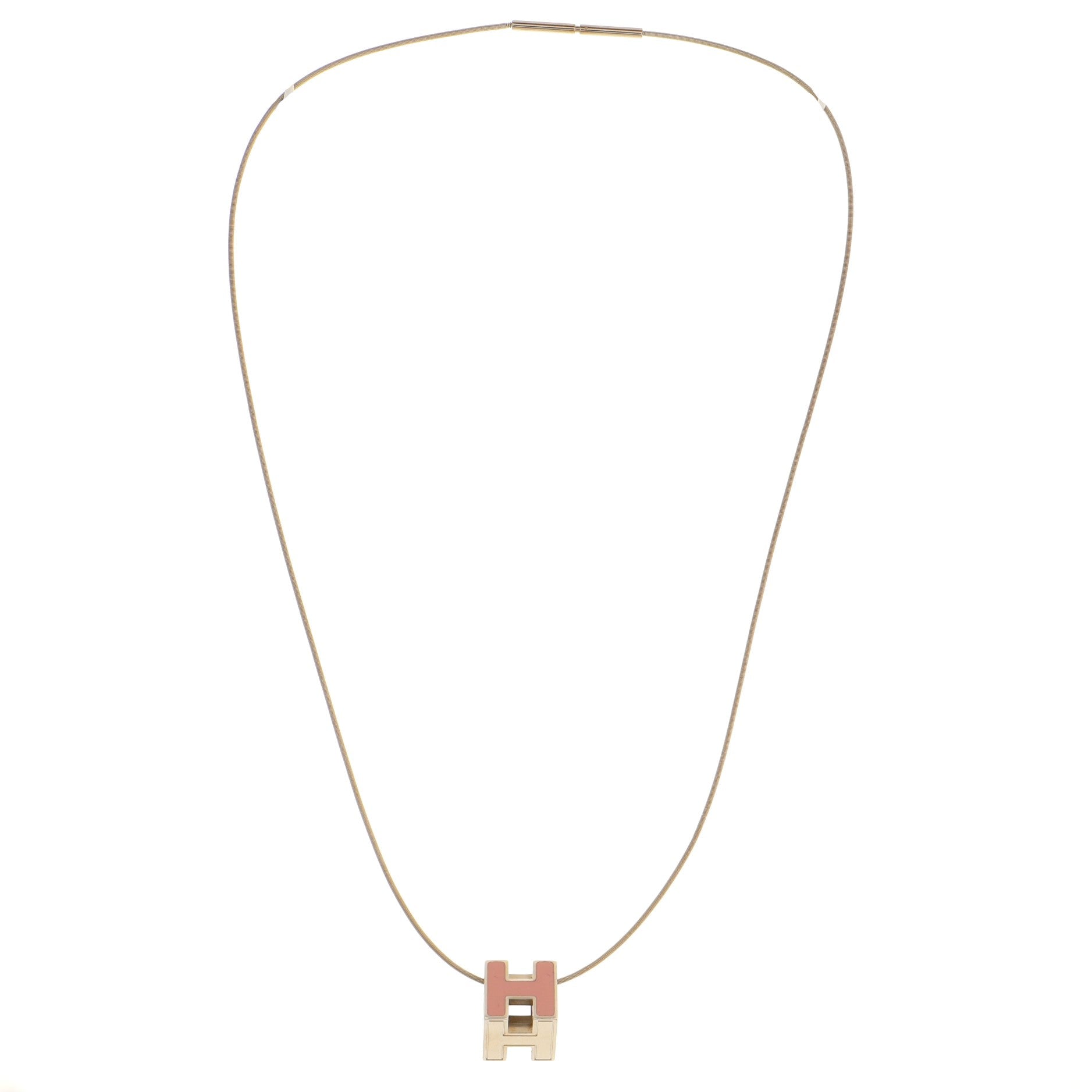 Cage d'H Pendant Necklace Metal with Enamel