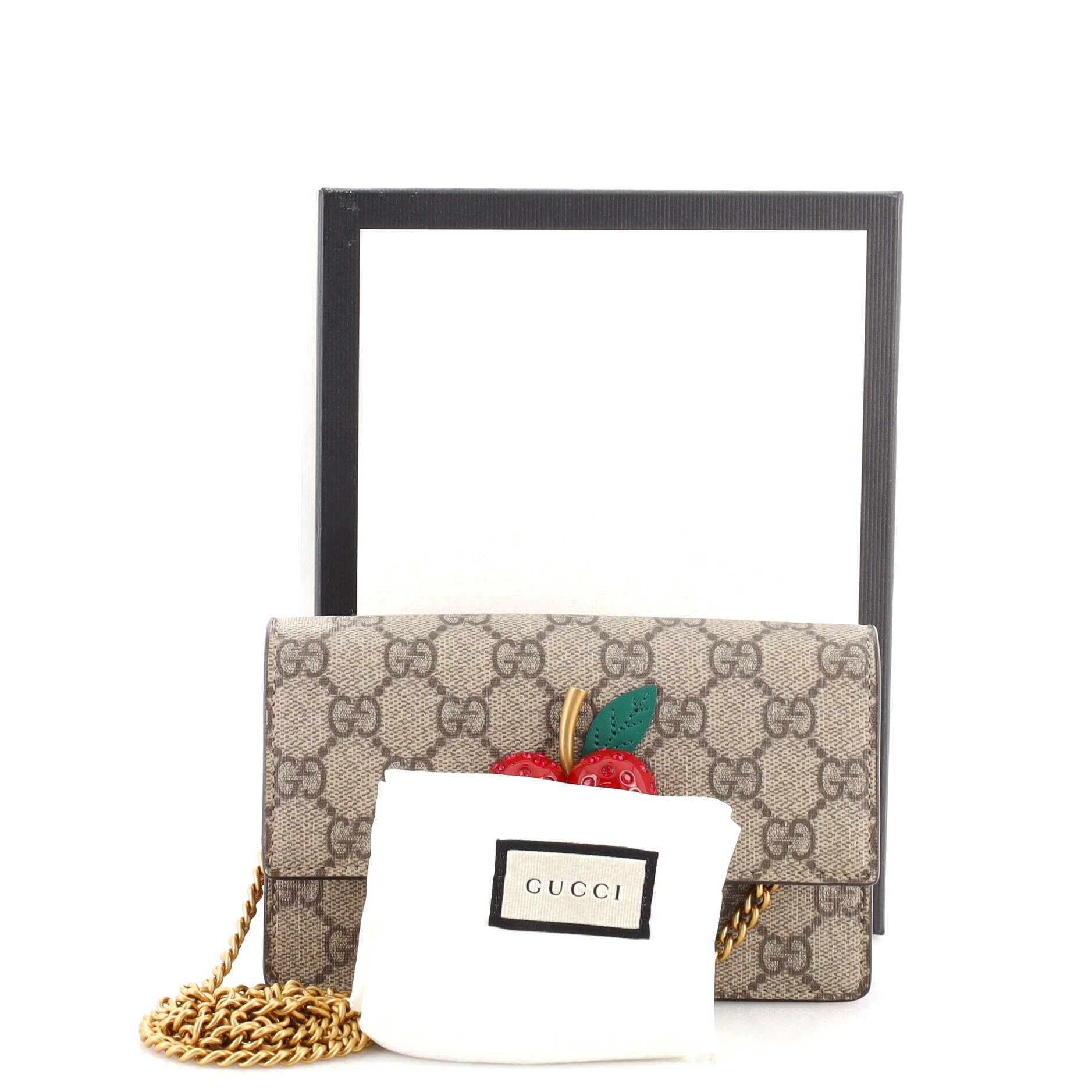 Cherries Wallet on Chain GG Coated Canvas Mini