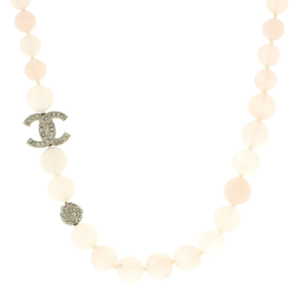 CC Choker Necklace Faux Pearls and Beads with Enamel