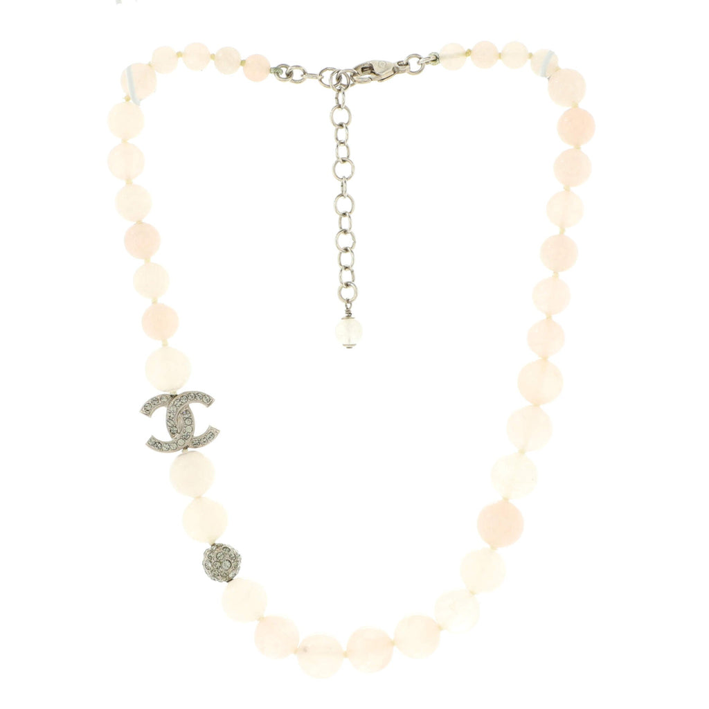 CC Choker Necklace Faux Pearls and Beads with Enamel