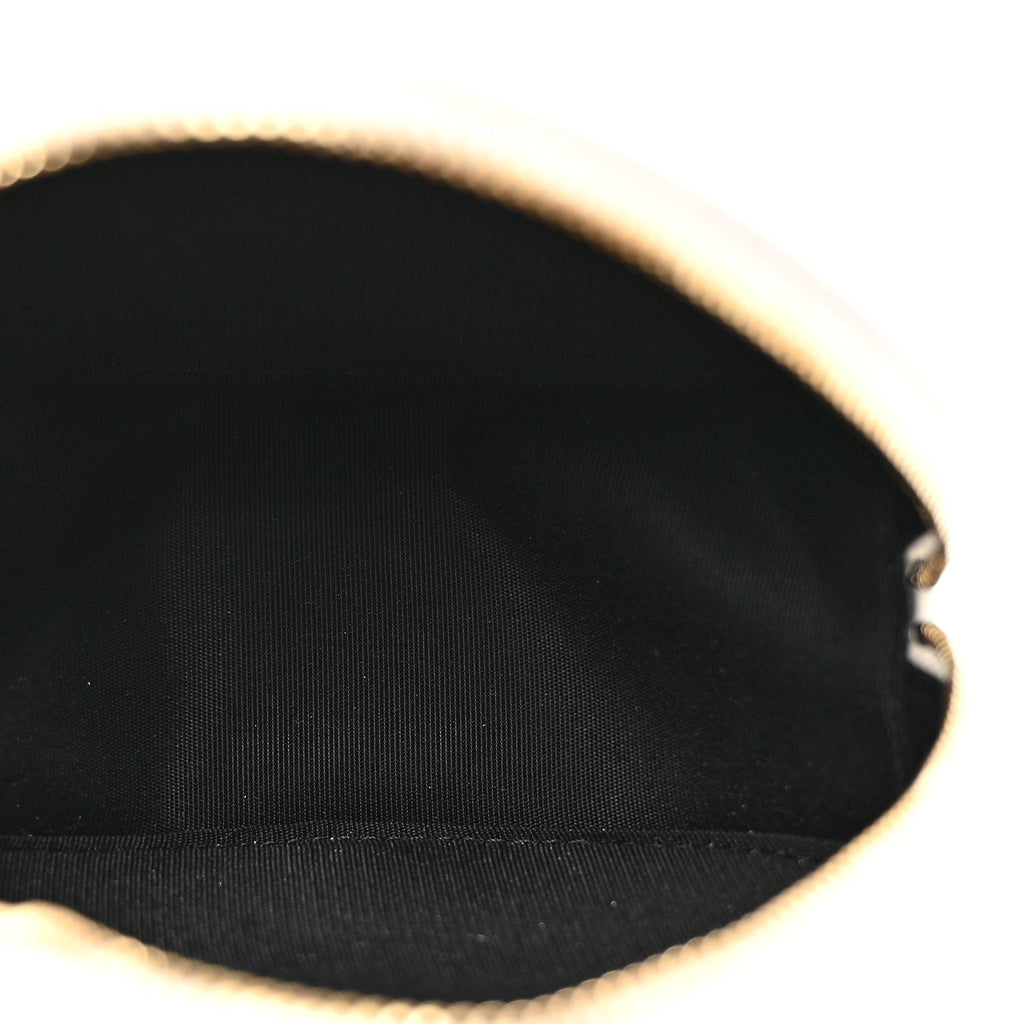 Calfskin Quilted Pearl Round Clutch With Chain White