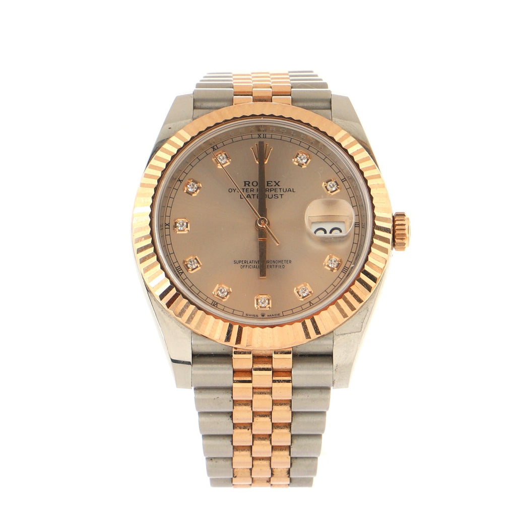 Oyster Perpetual Datejust Automatic Watch Stainless Steel and Rose Gold with Diamond Markers 41