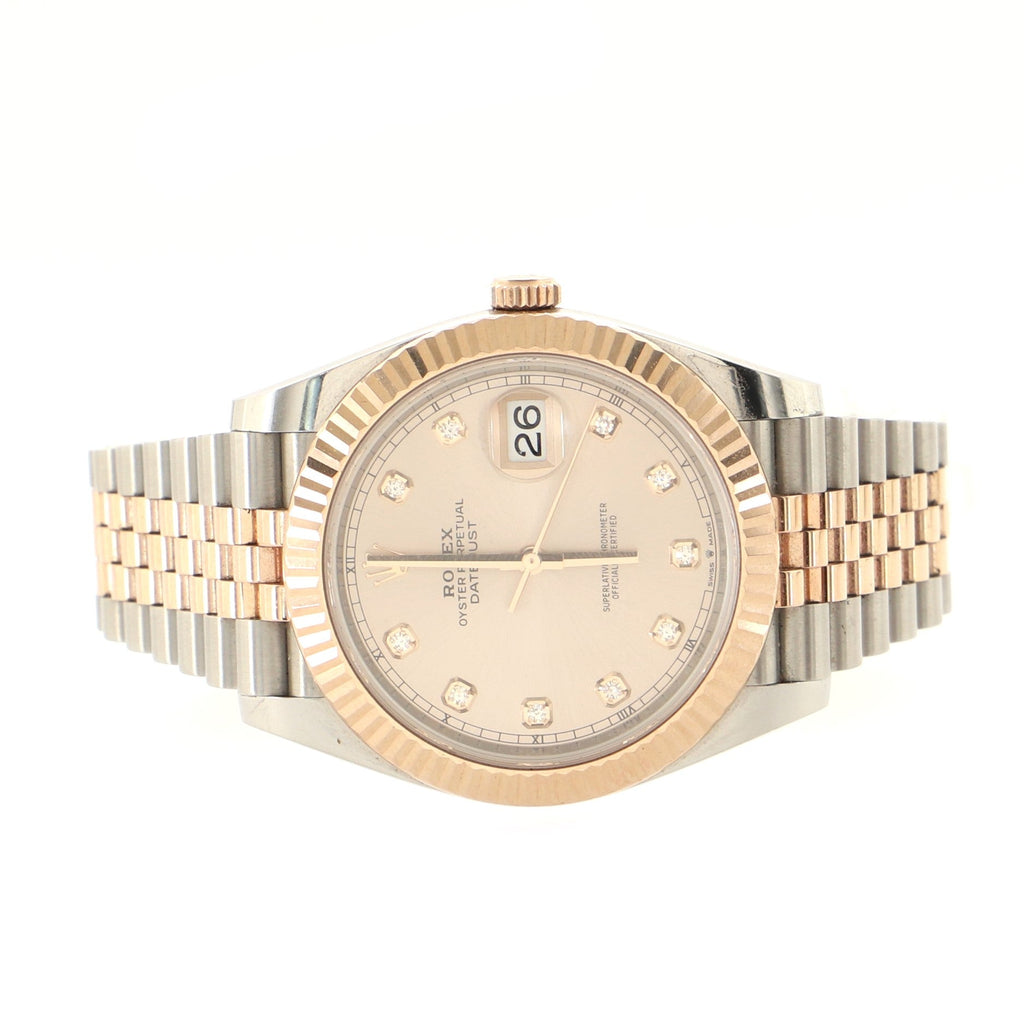 Oyster Perpetual Datejust Automatic Watch Stainless Steel and Rose Gold with Diamond Markers 41