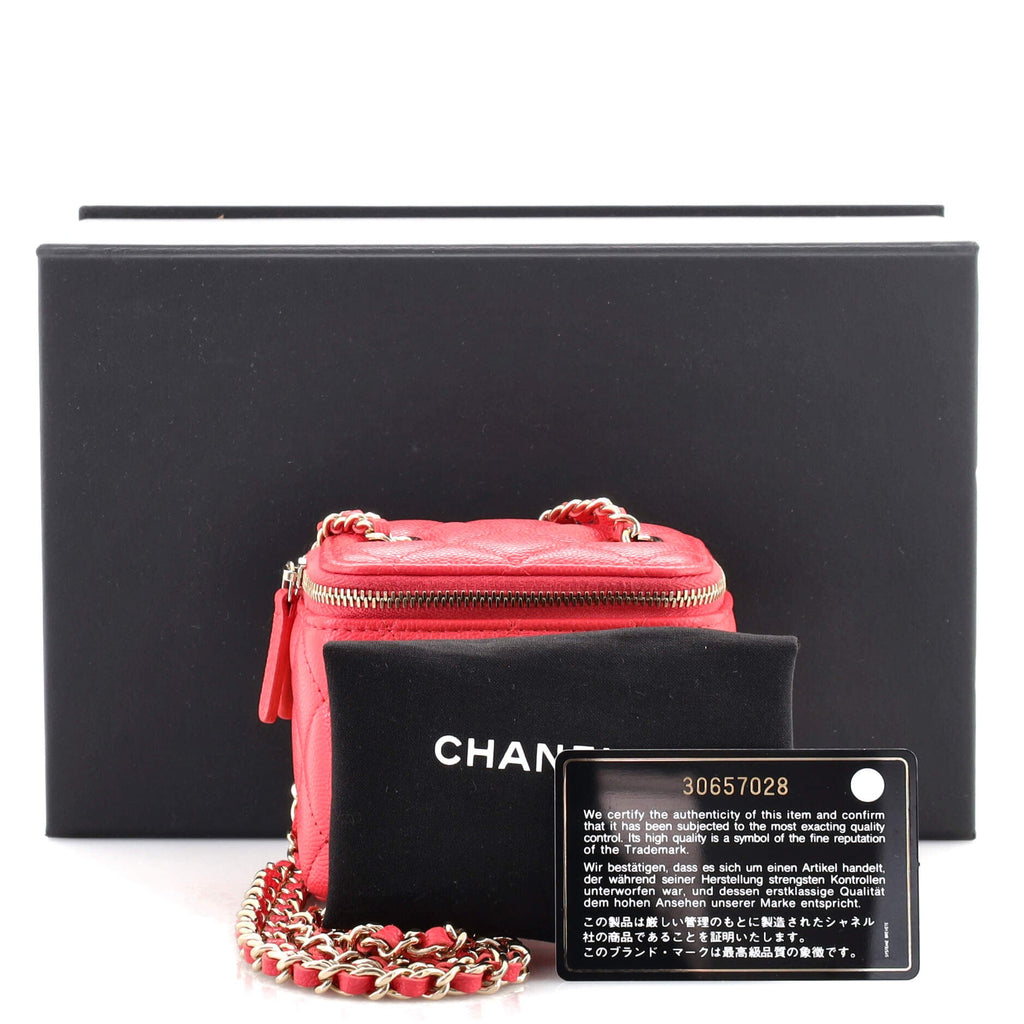 Classic Vanity Case with Chain Quilted Caviar Mini