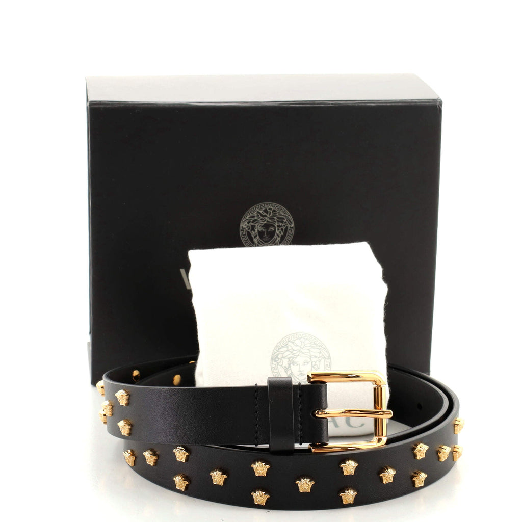 Buckle Belt Medusa Studded Leather Medium 85