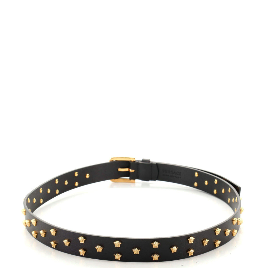 Buckle Belt Medusa Studded Leather Medium 85