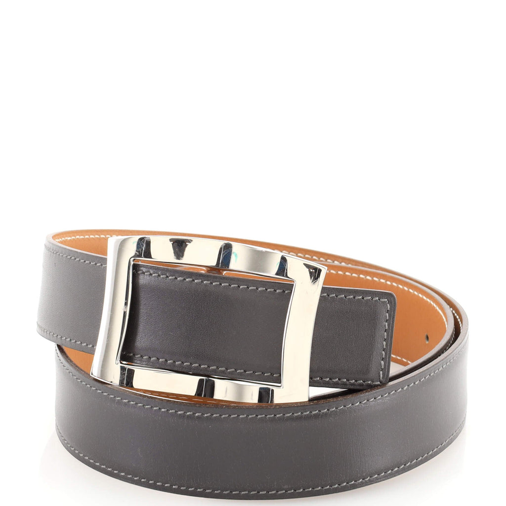 Double Hole Buckle Belt Metal and Leather Medium 75
