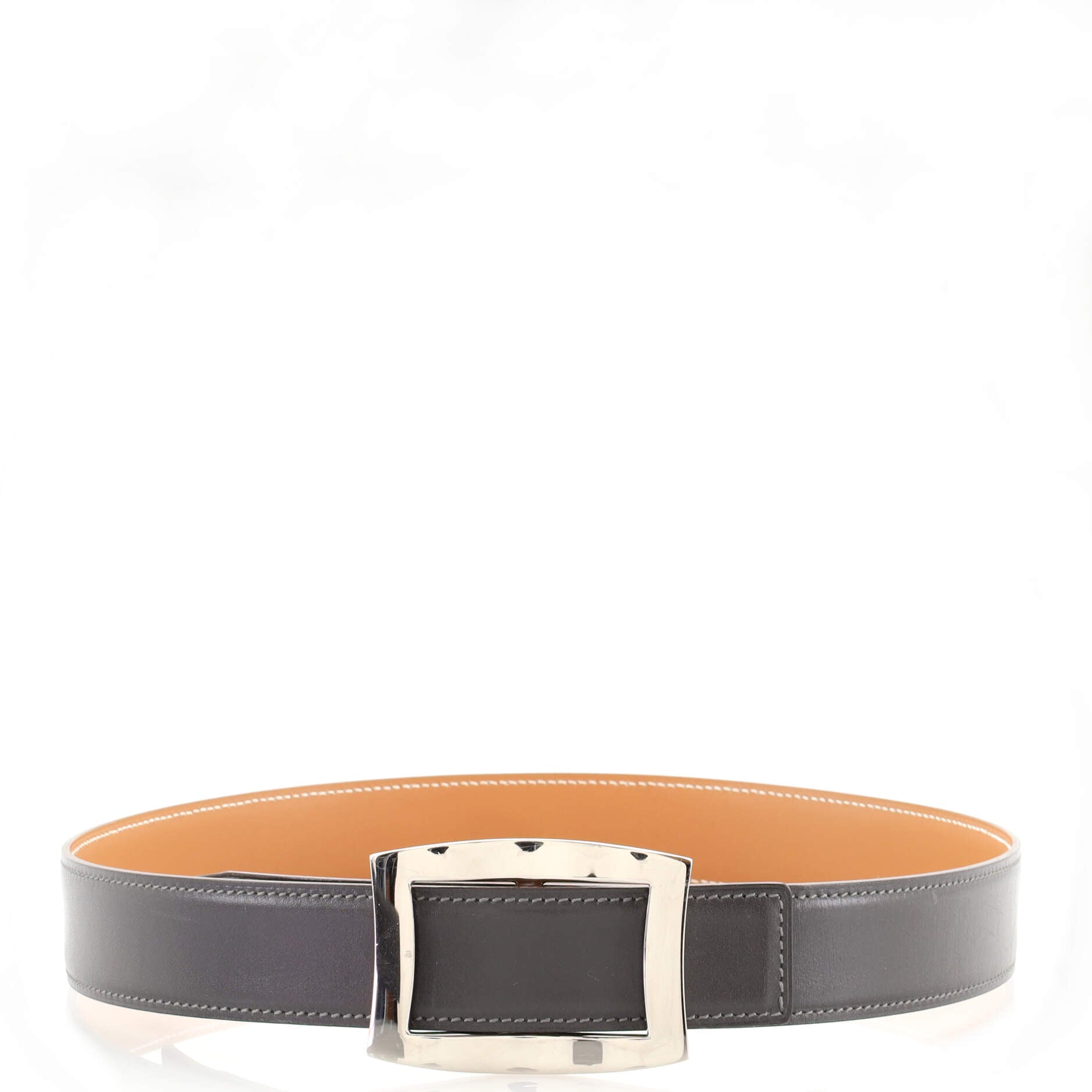 Double Hole Buckle Belt Metal and Leather Medium 75