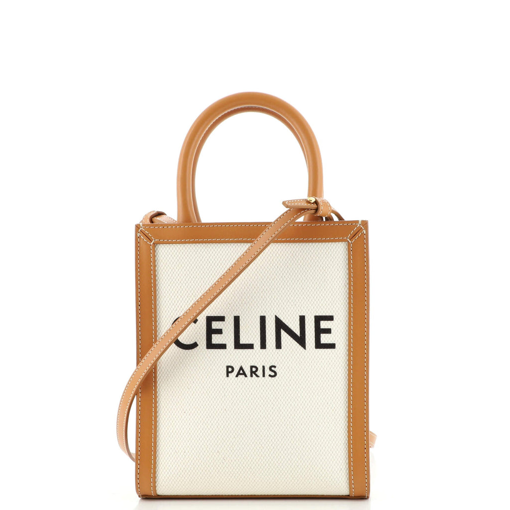 Vertical Cabas Tote Canvas with Leather Mini