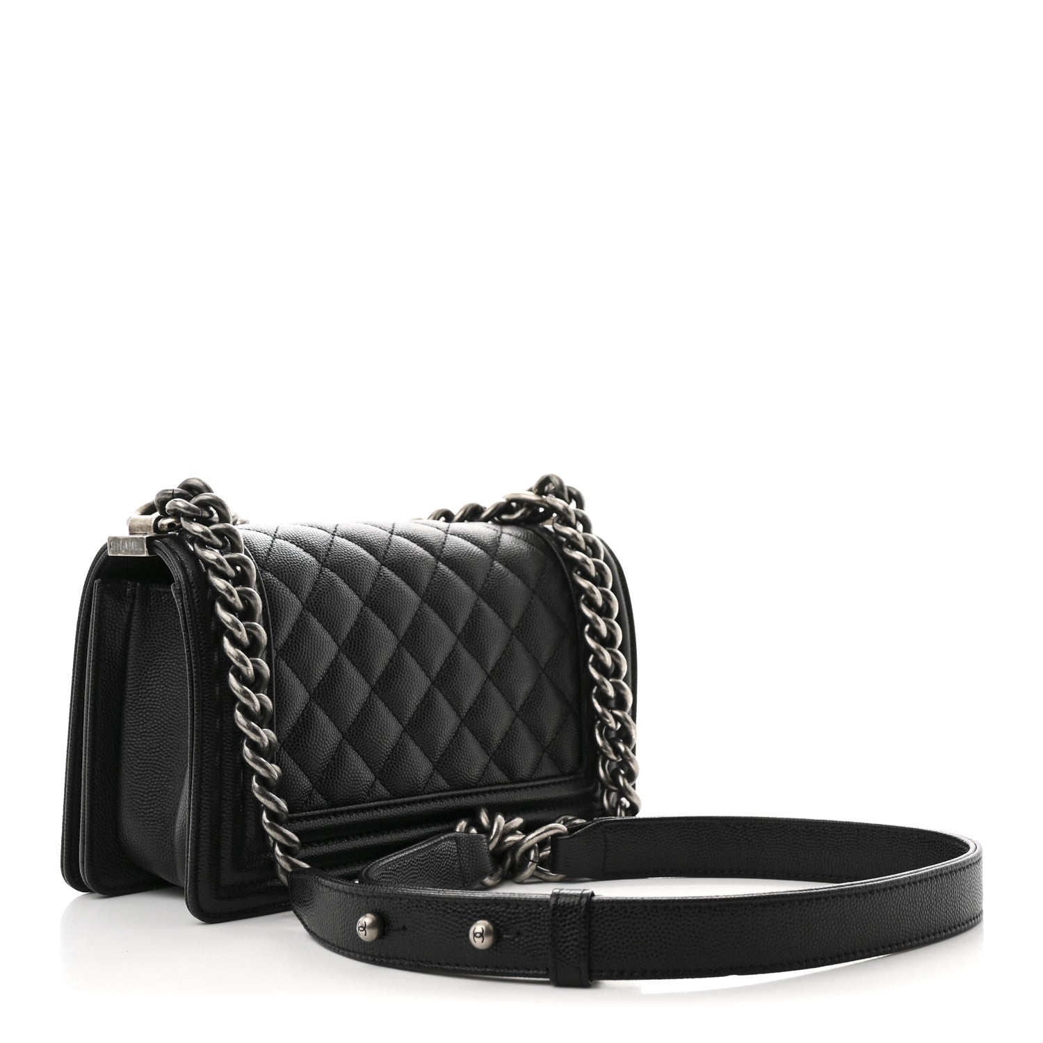 Caviar Quilted Small Boy Flap Black