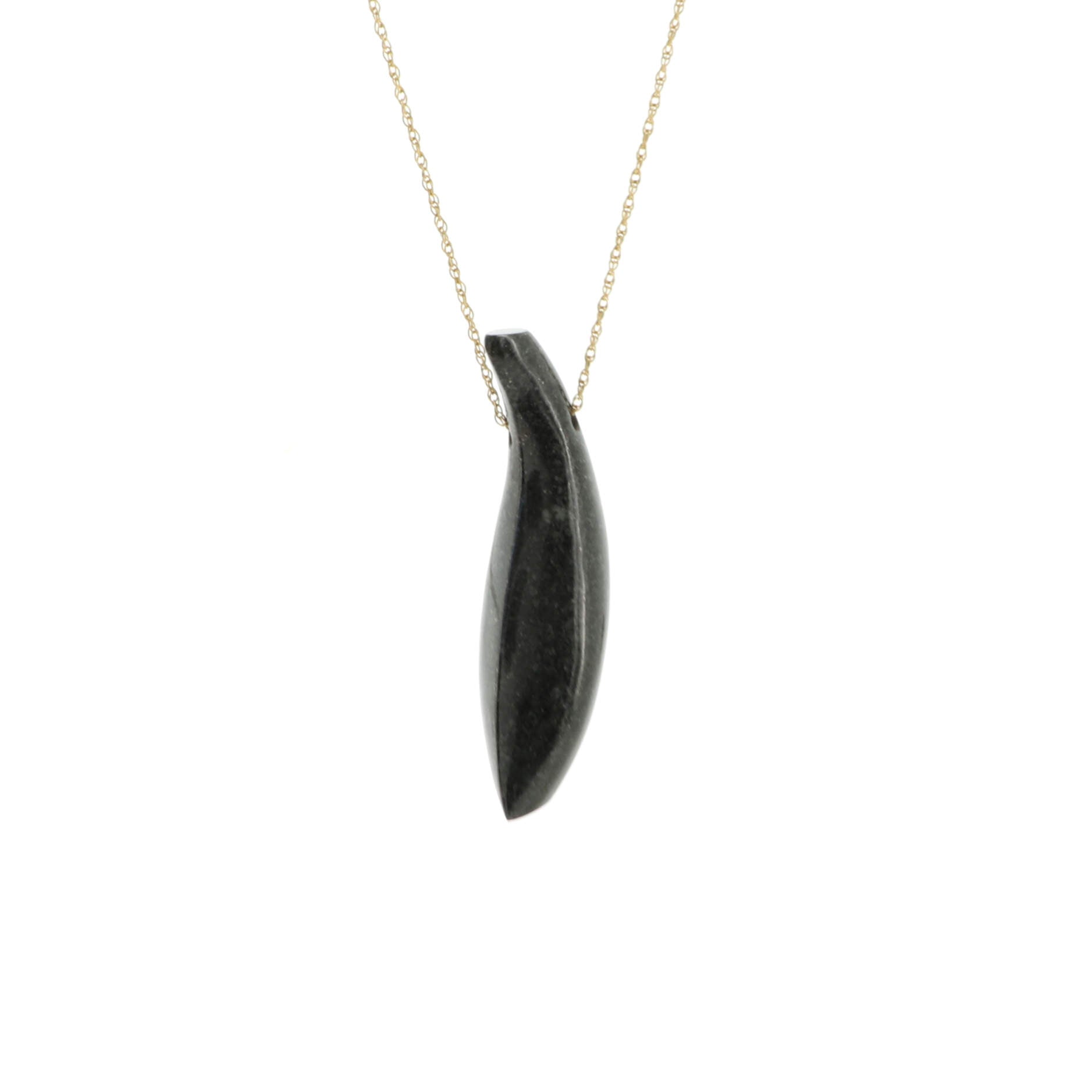 Frank Gehry Fish Pendant Necklace 18K Yellow Gold and Jade