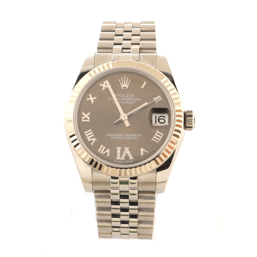 Oyster Perpetual Datejust Automatic Watch Stainless Steel and White Gold with Diamond VI Numeral 31