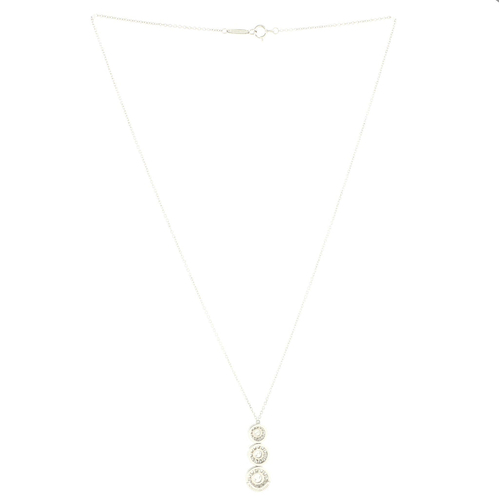 Triple Circlet Pendant Necklace Platinum with Diamonds