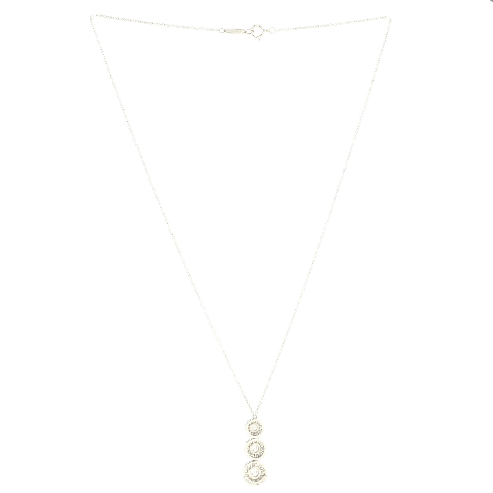 Triple Circlet Pendant Necklace Platinum with Diamonds