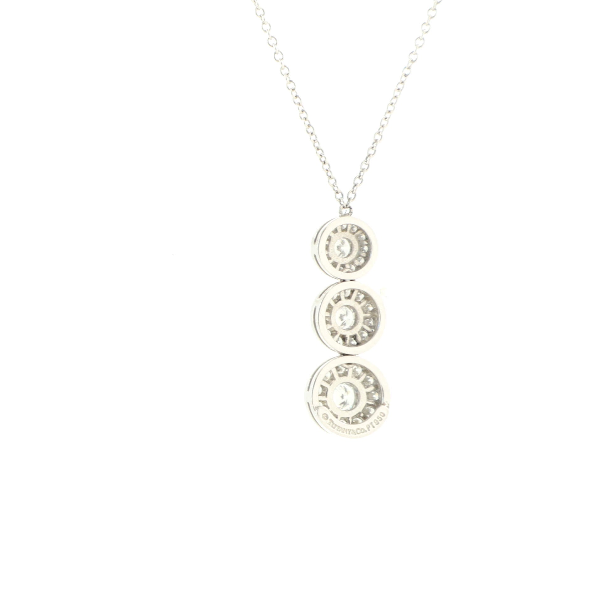 Triple Circlet Pendant Necklace Platinum with Diamonds