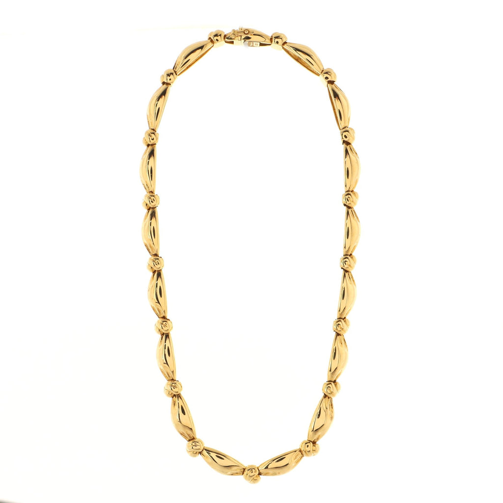Vintage Knotted Link Choker Necklace 18K Yellow Gold