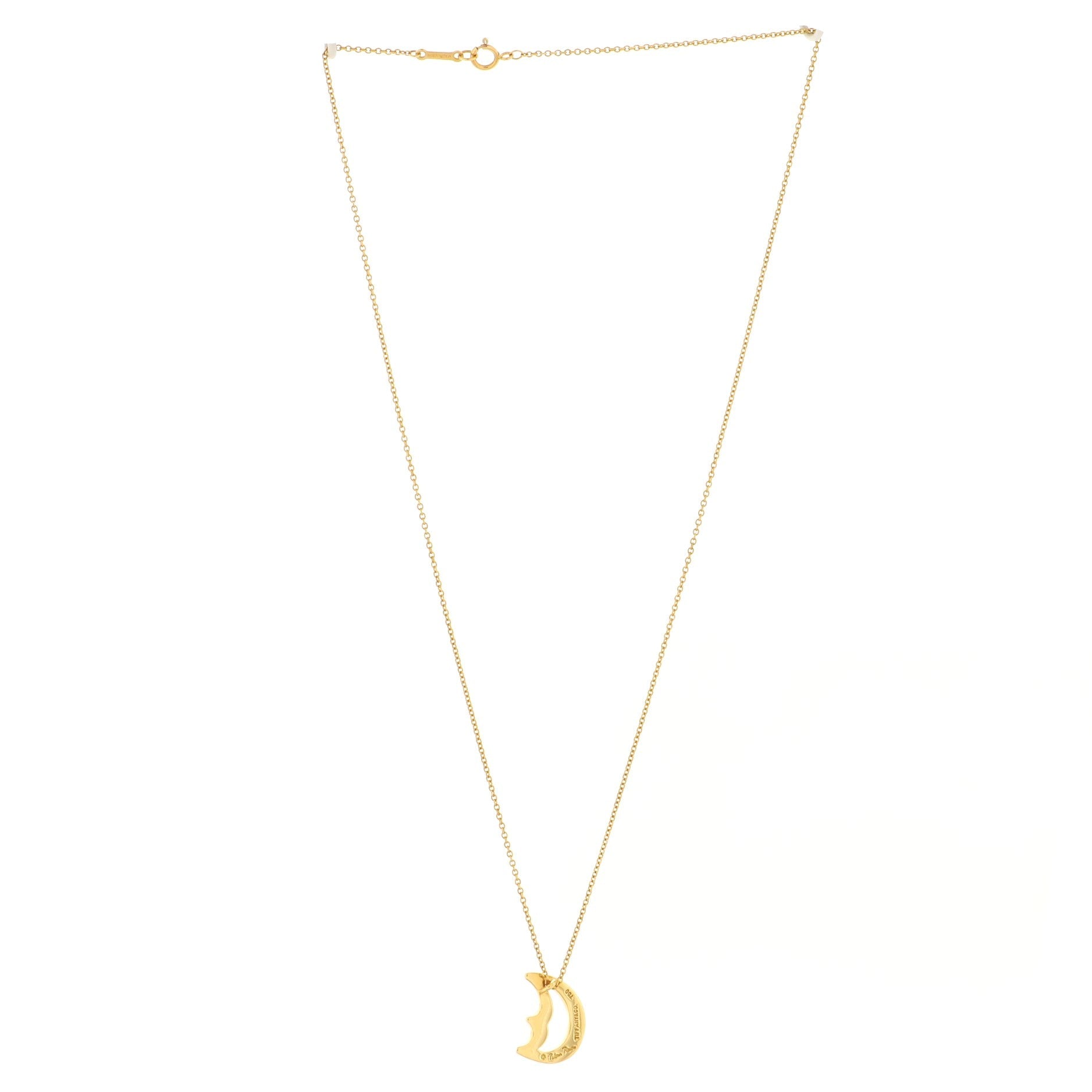 Paloma Picasso Half Moon Face Pendant Necklace 18K Yellow Gold