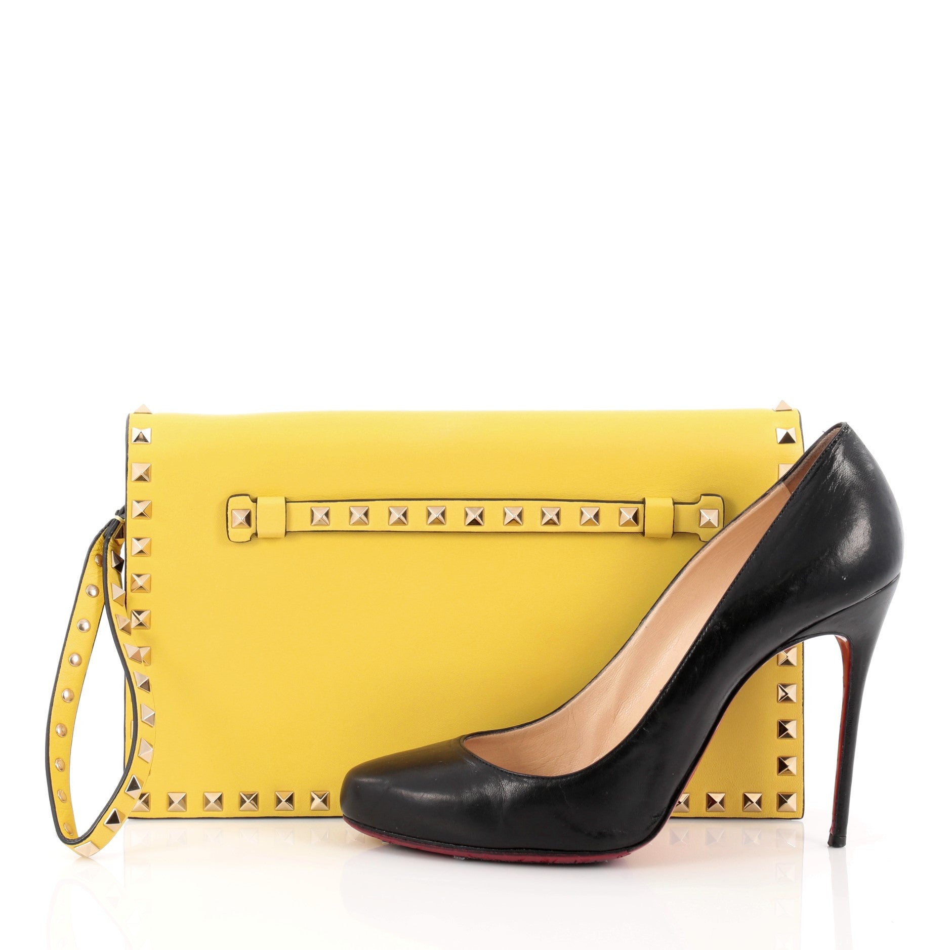 Rockstud Flap Clutch Leather