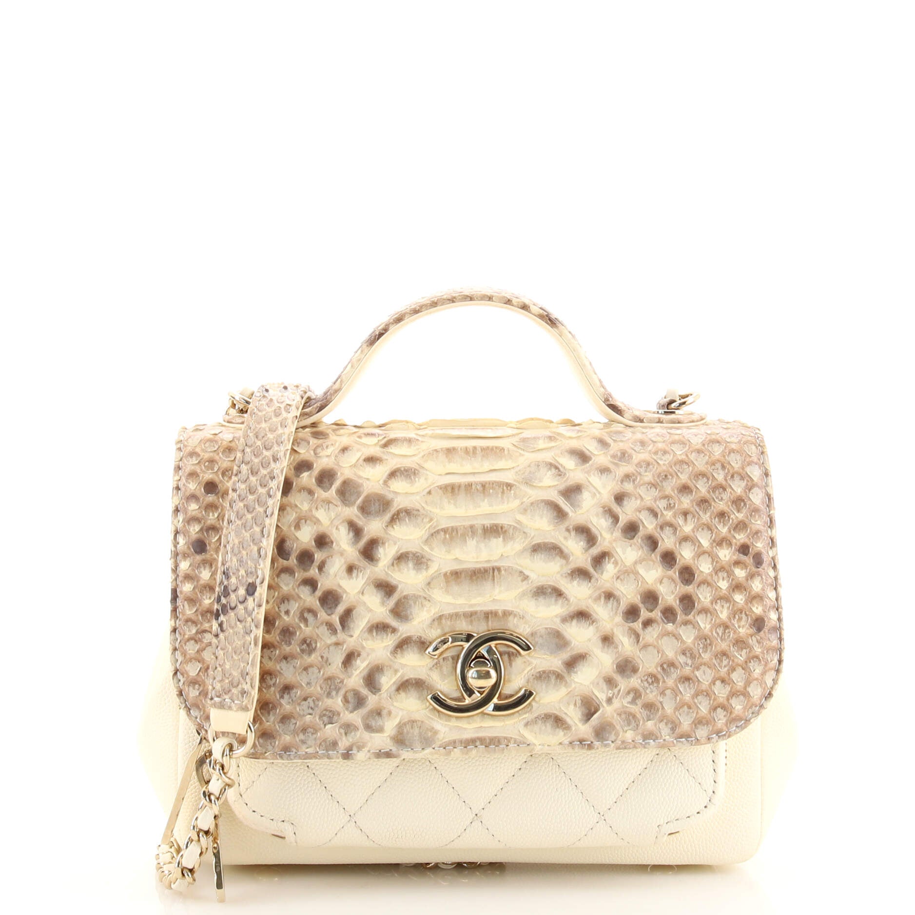 Business Affinity Flap Bag Python and Caviar Mini