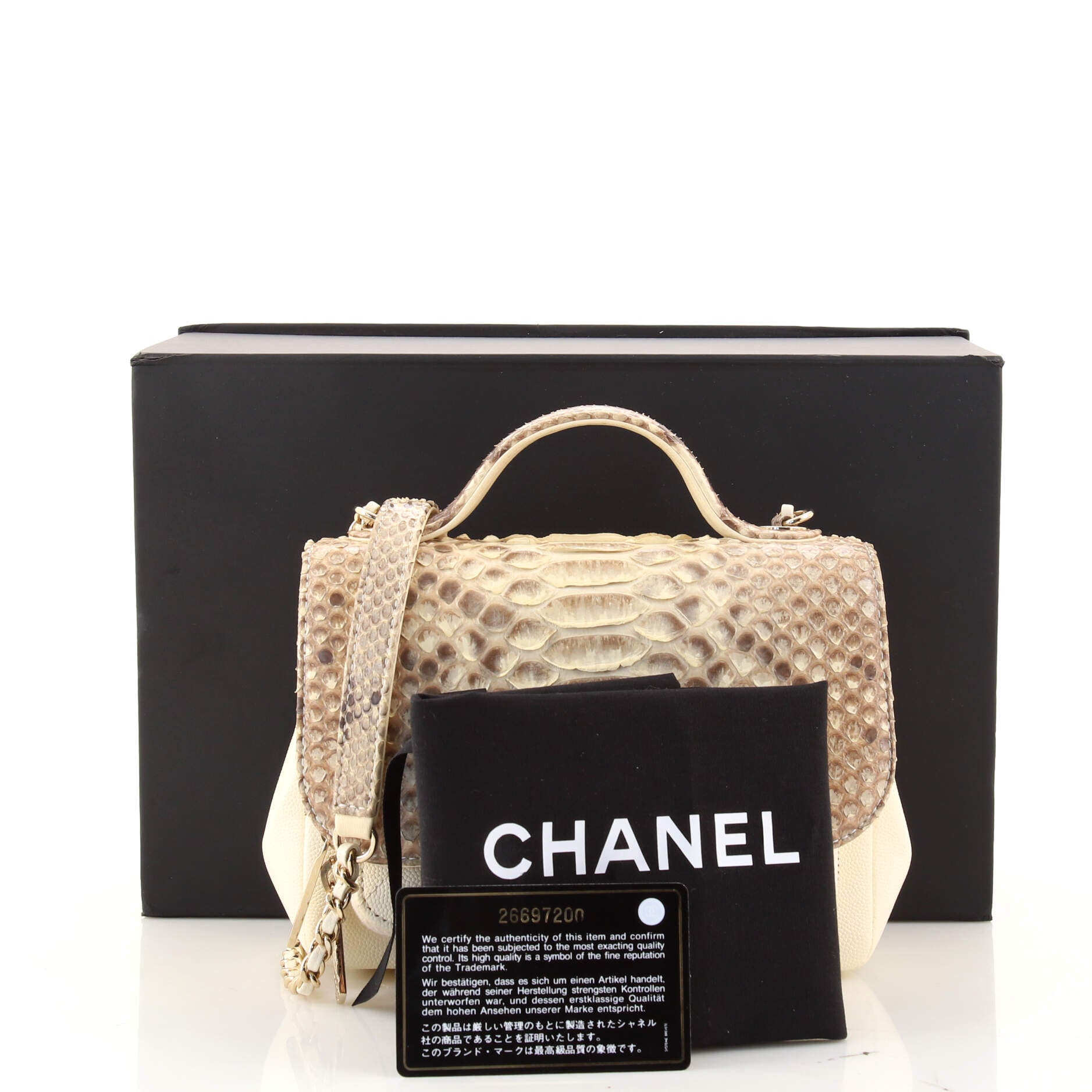 Business Affinity Flap Bag Python and Caviar Mini