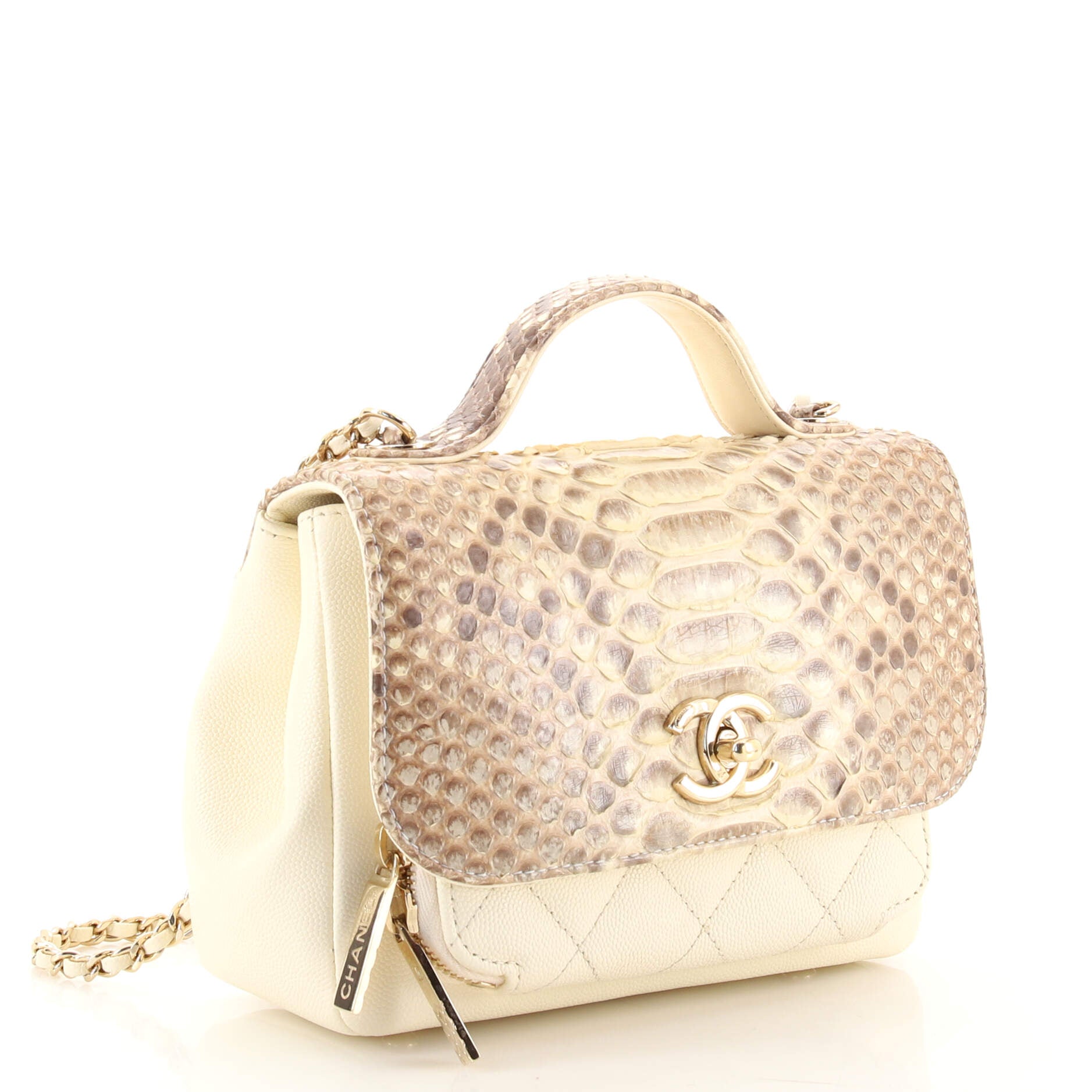 Business Affinity Flap Bag Python and Caviar Mini