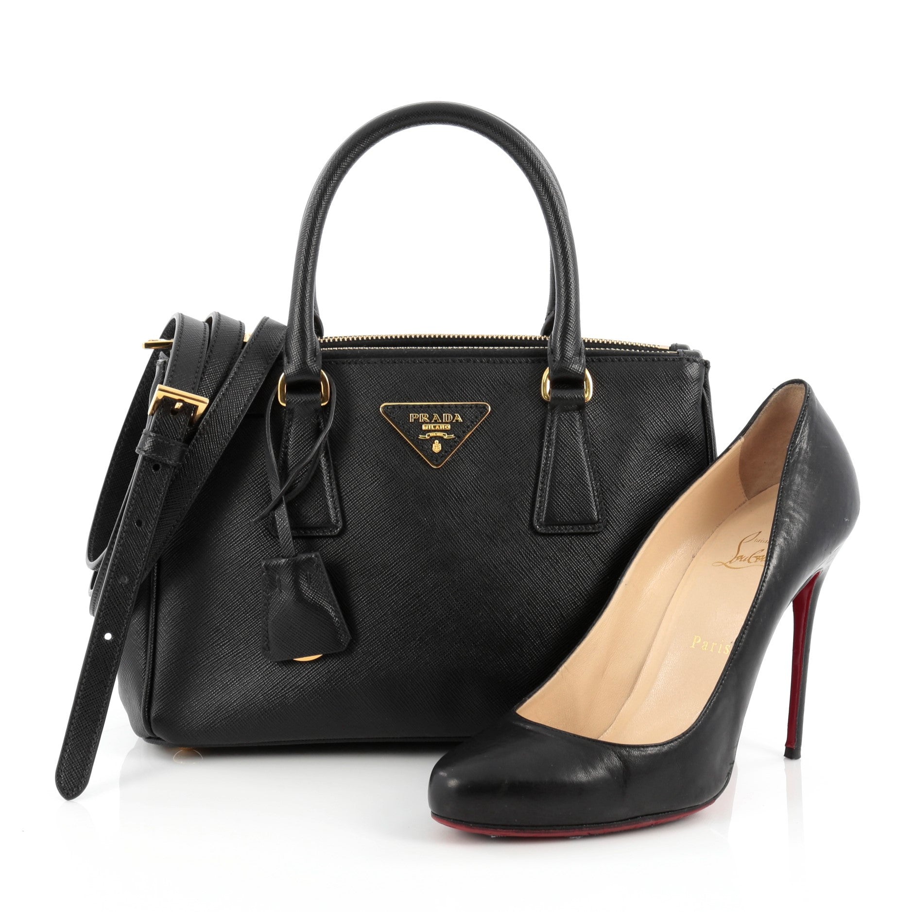 Double Zip Lux Tote Saffiano Leather Mini