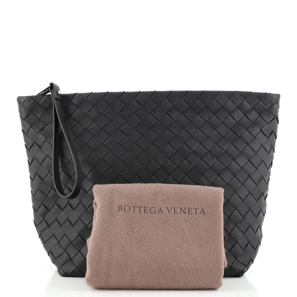 Top Zip Wristlet Clutch Intrecciato Nappa Large