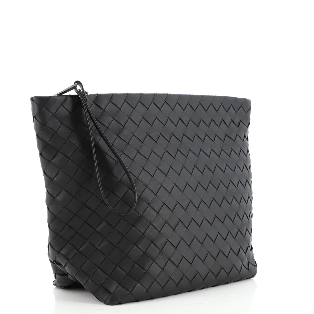 Top Zip Wristlet Clutch Intrecciato Nappa Large