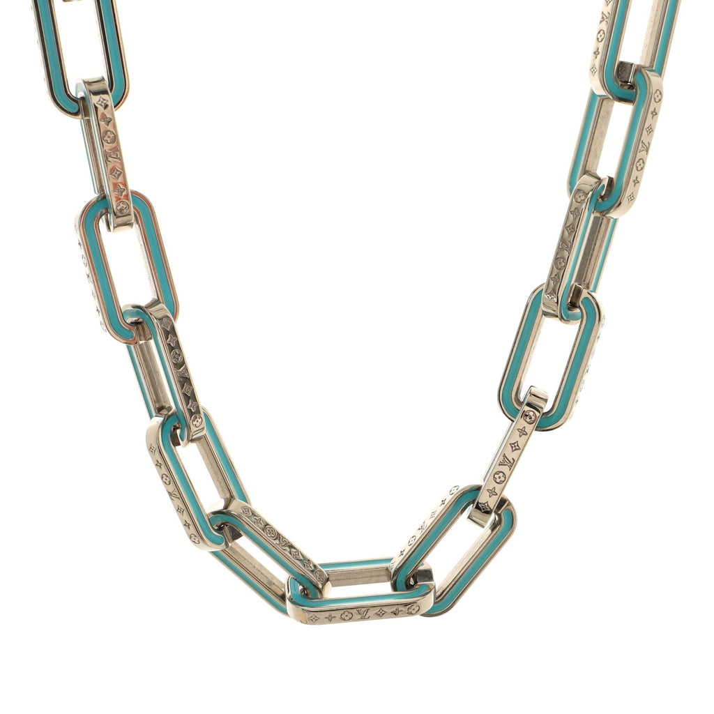Monogram Chain Necklace Metal with Enamel