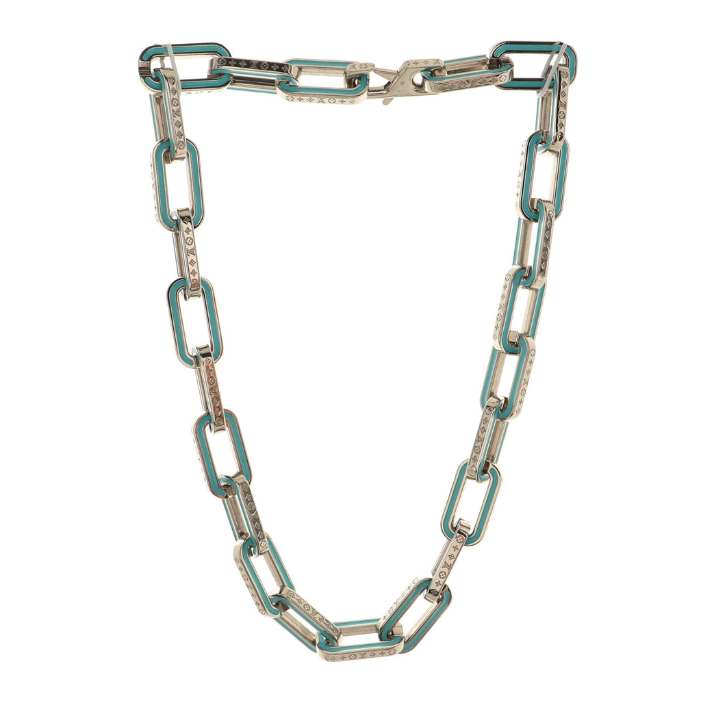 Monogram Chain Necklace Metal with Enamel