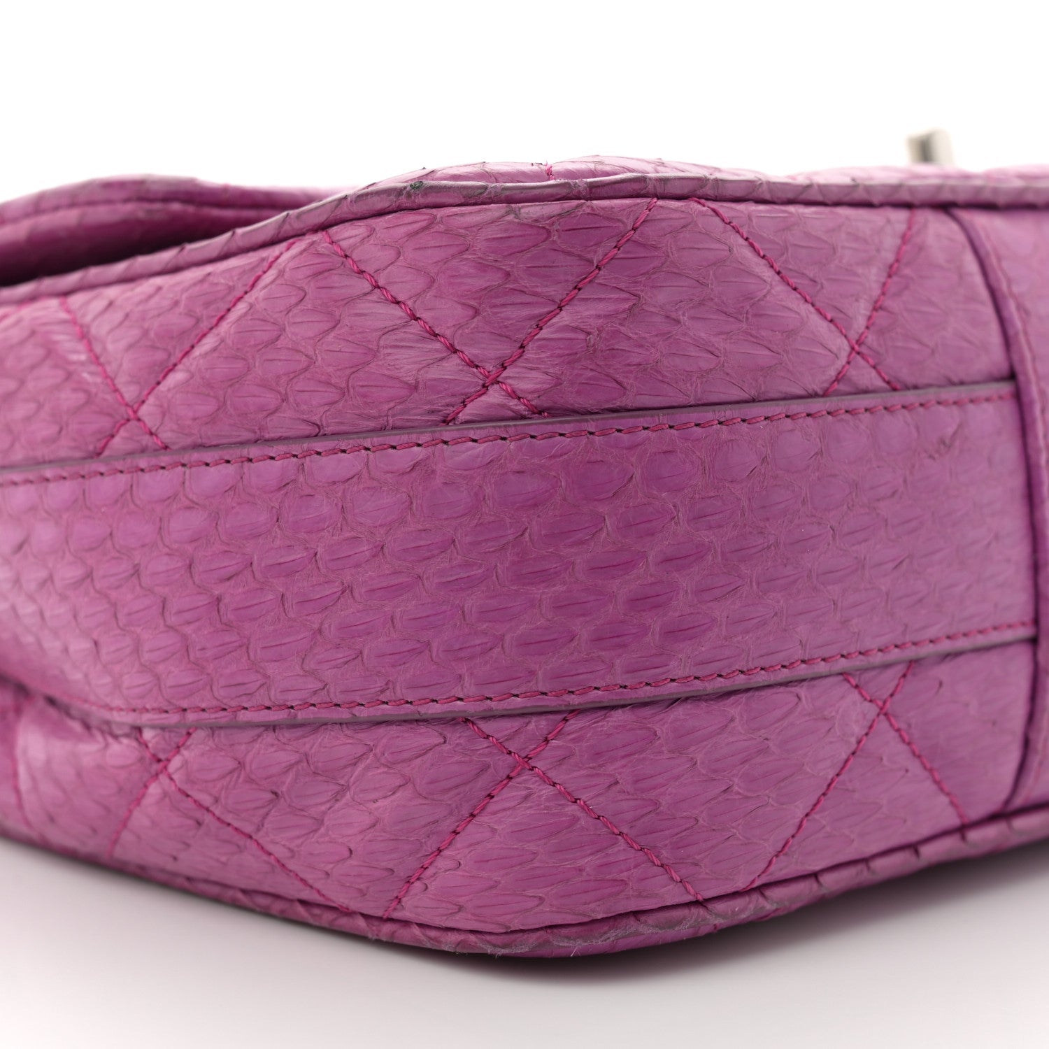 Elaphe Snakeskin Quilted Jumbo Easy Carry Flap Purple