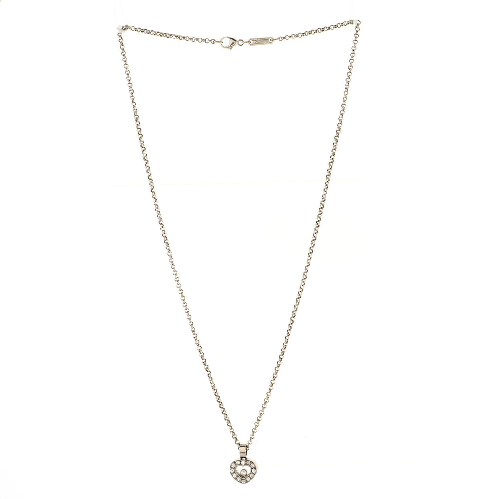 Happy Diamonds Heart Pendant Necklace 18K White Gold and Diamonds