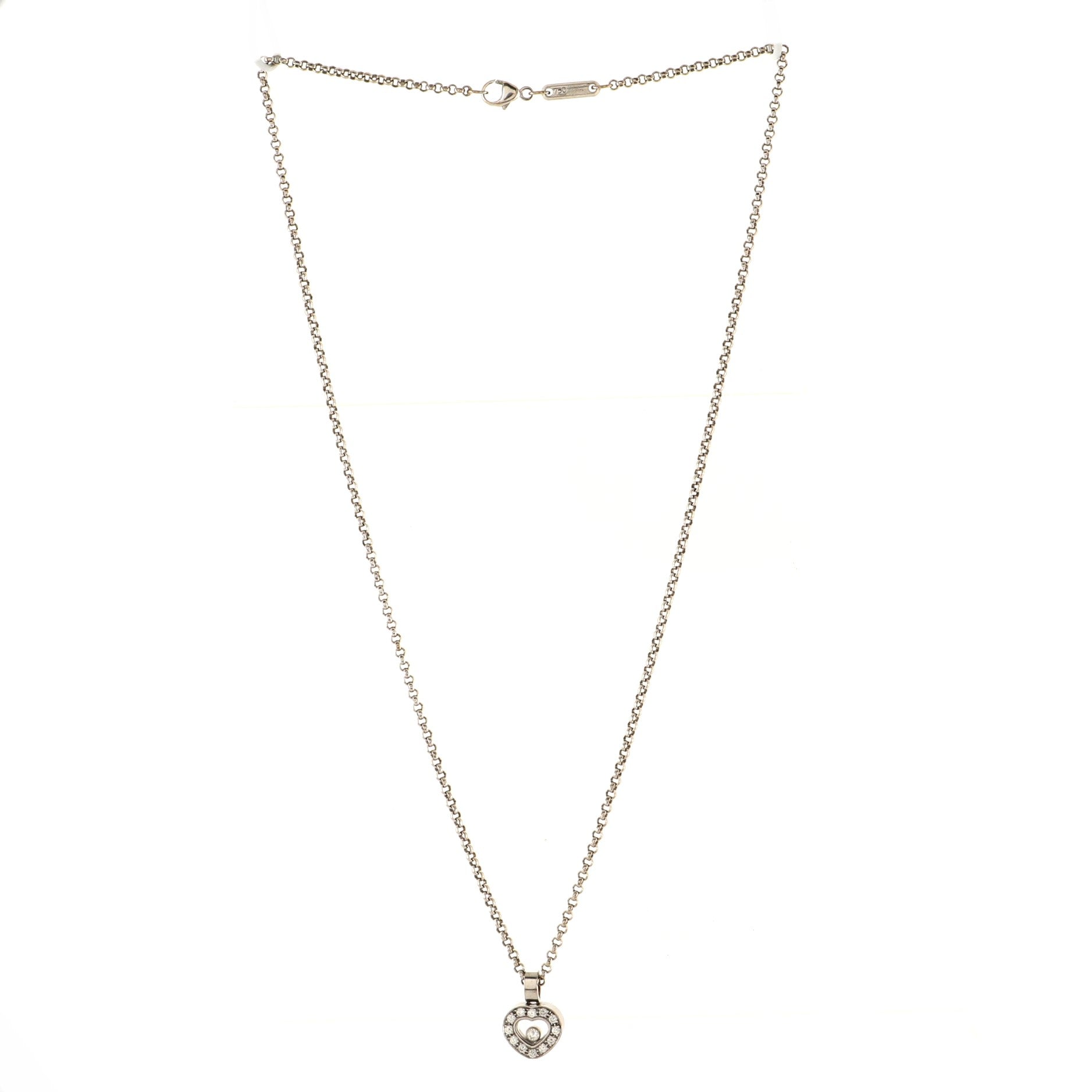 Happy Diamonds Heart Pendant Necklace 18K White Gold and Diamonds