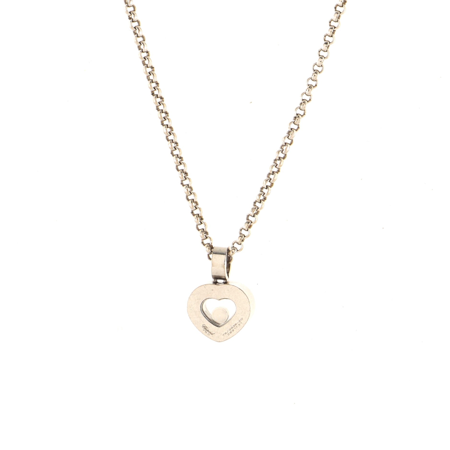 Happy Diamonds Heart Pendant Necklace 18K White Gold and Diamonds