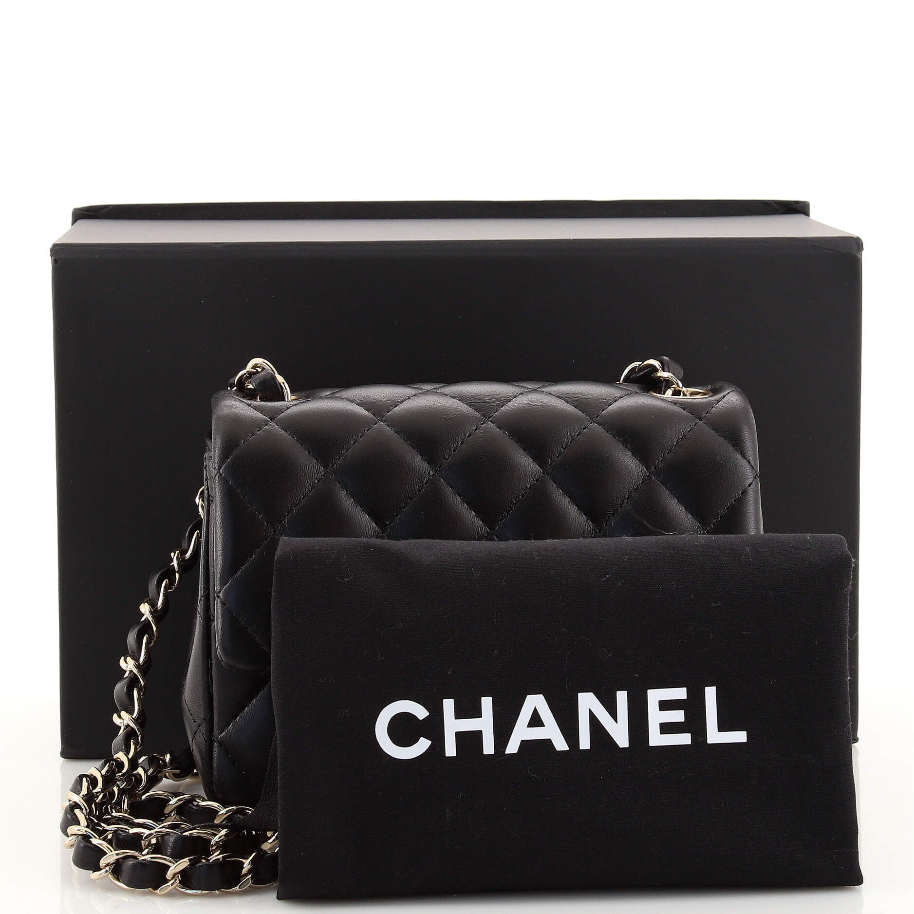 Square Classic Single Flap Bag Quilted Lambskin Mini