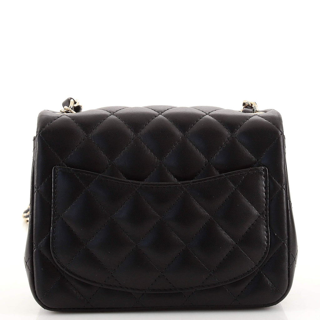 Square Classic Single Flap Bag Quilted Lambskin Mini