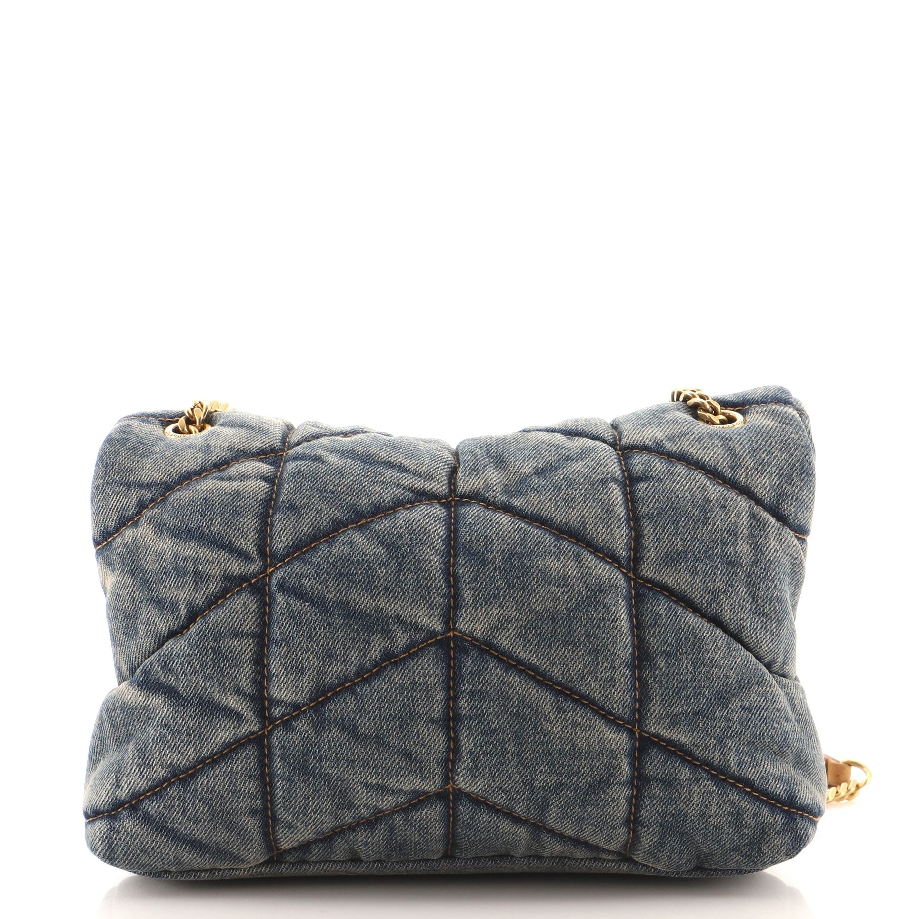 LouLou Puffer Shoulder Bag Quilted Vintage Denim Mini