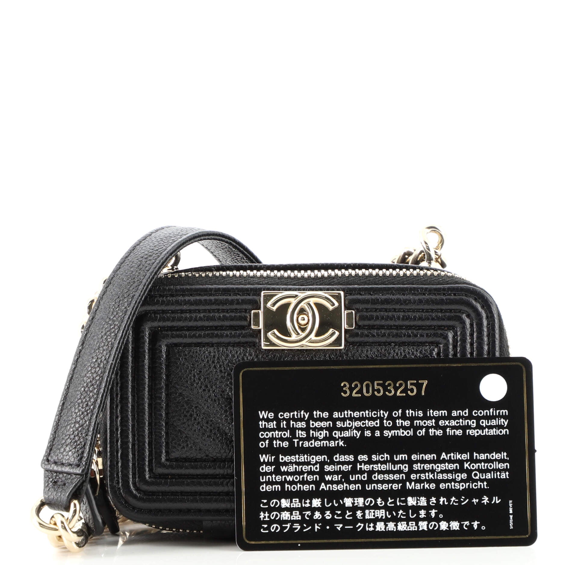 Boy Clutch with Chain Quilted Caviar