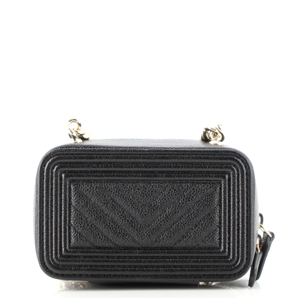 Boy Clutch with Chain Quilted Caviar
