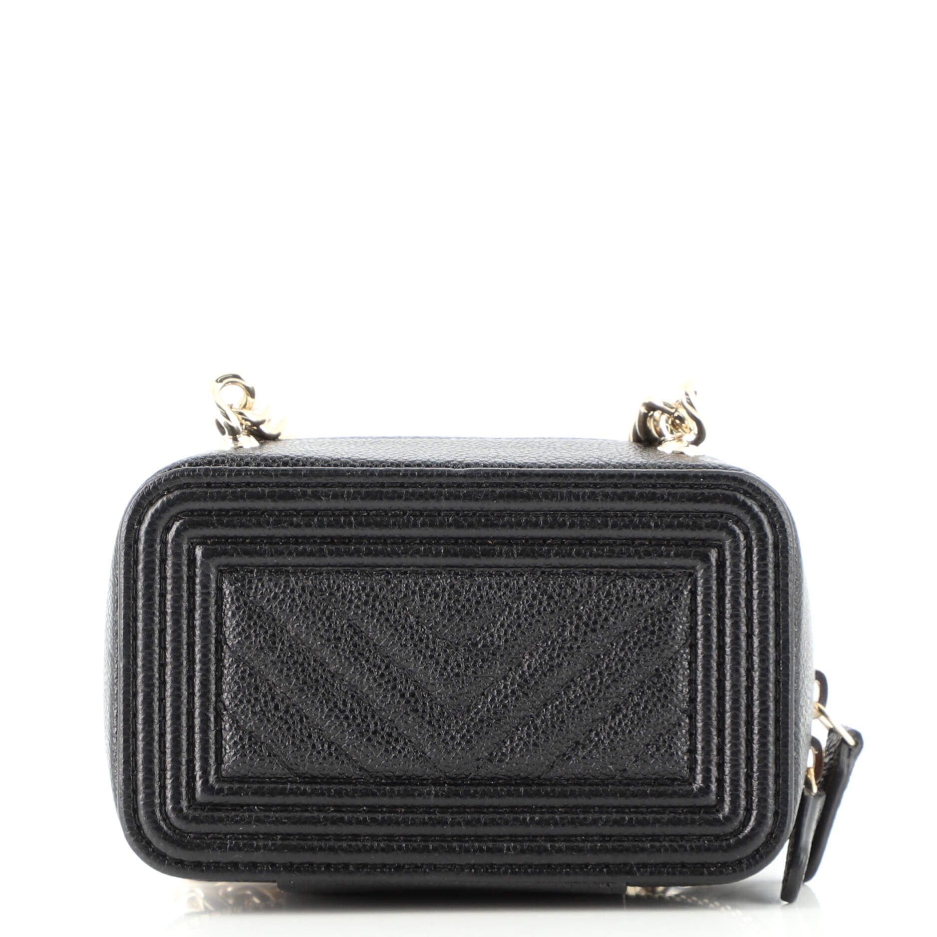 Boy Clutch with Chain Quilted Caviar