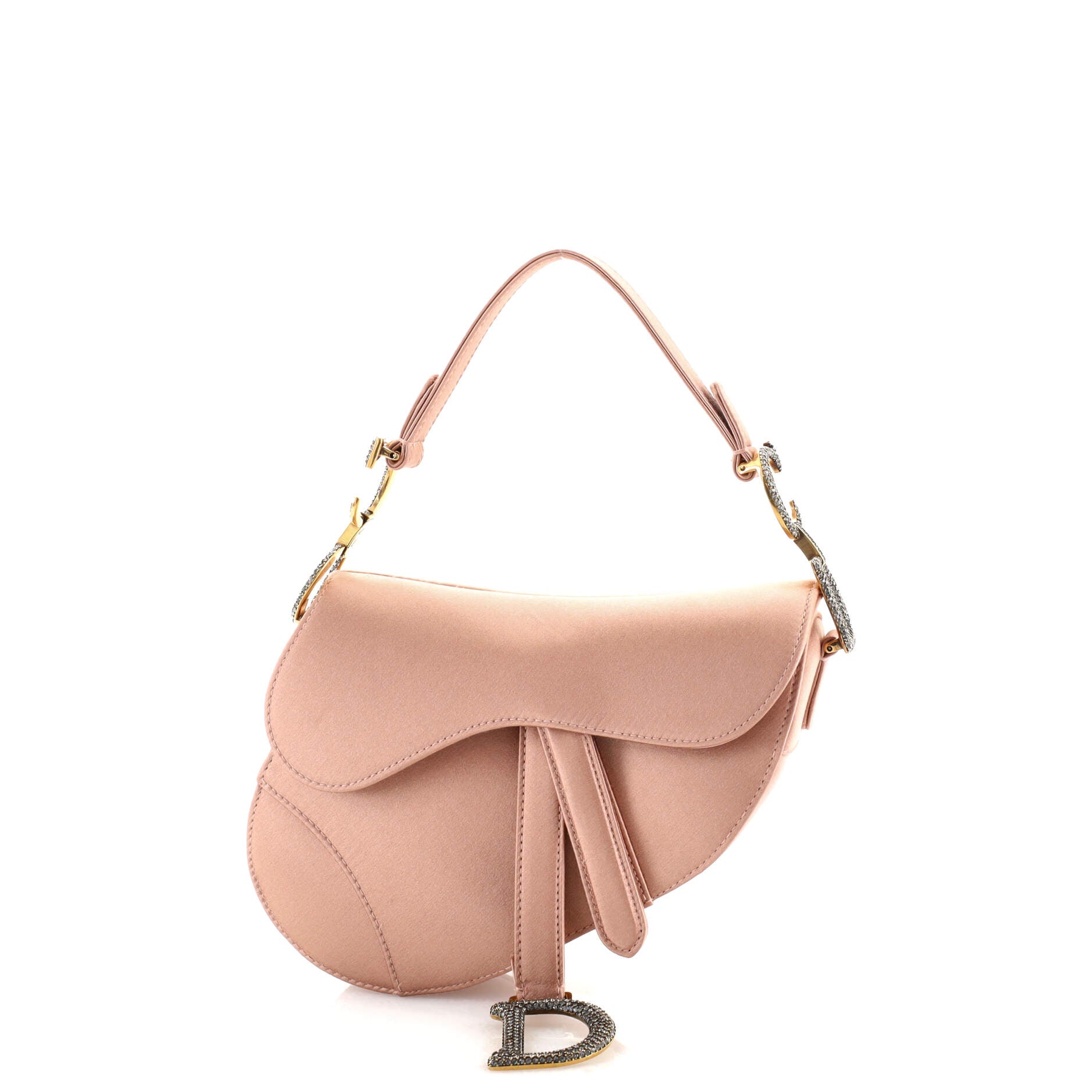 Saddle Handbag Satin with Crystals Mini