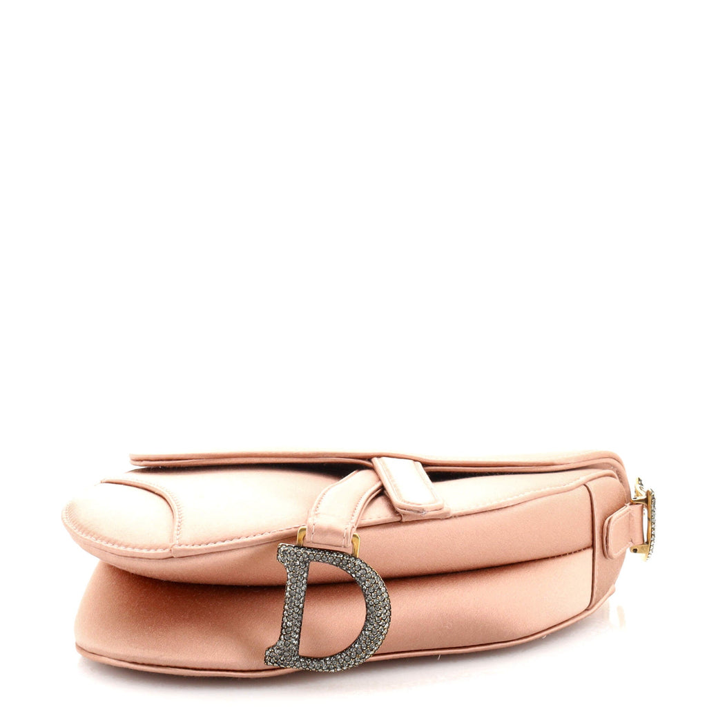 Saddle Handbag Satin with Crystals Mini