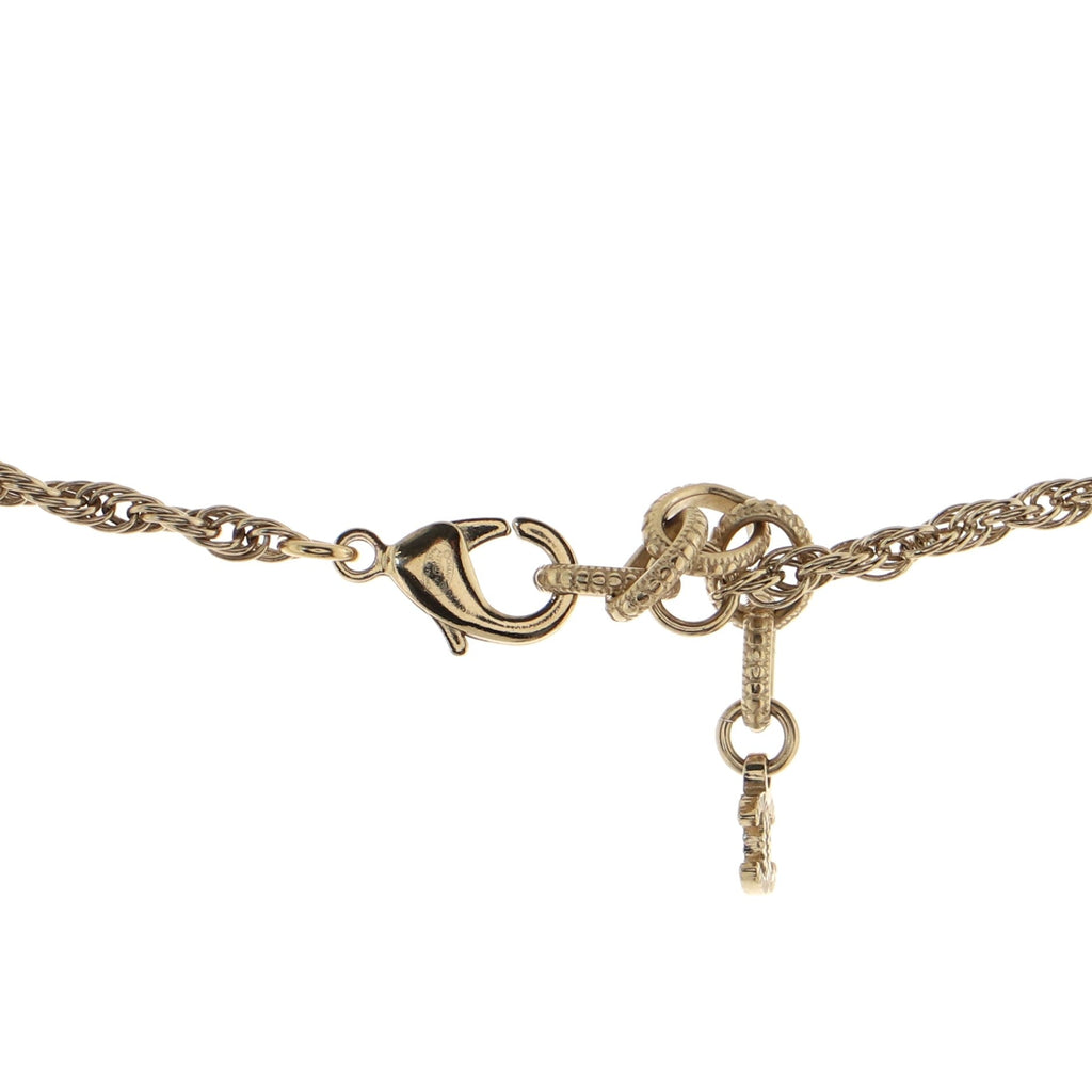 CC Round Pendant Necklace Metal with Faux Pearls