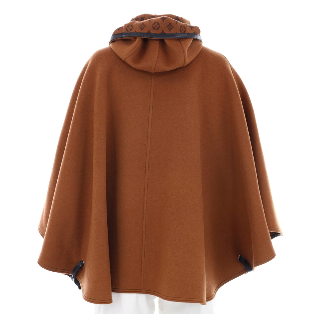 Women's Hooded Cape with Monogram Interior Wool Blend