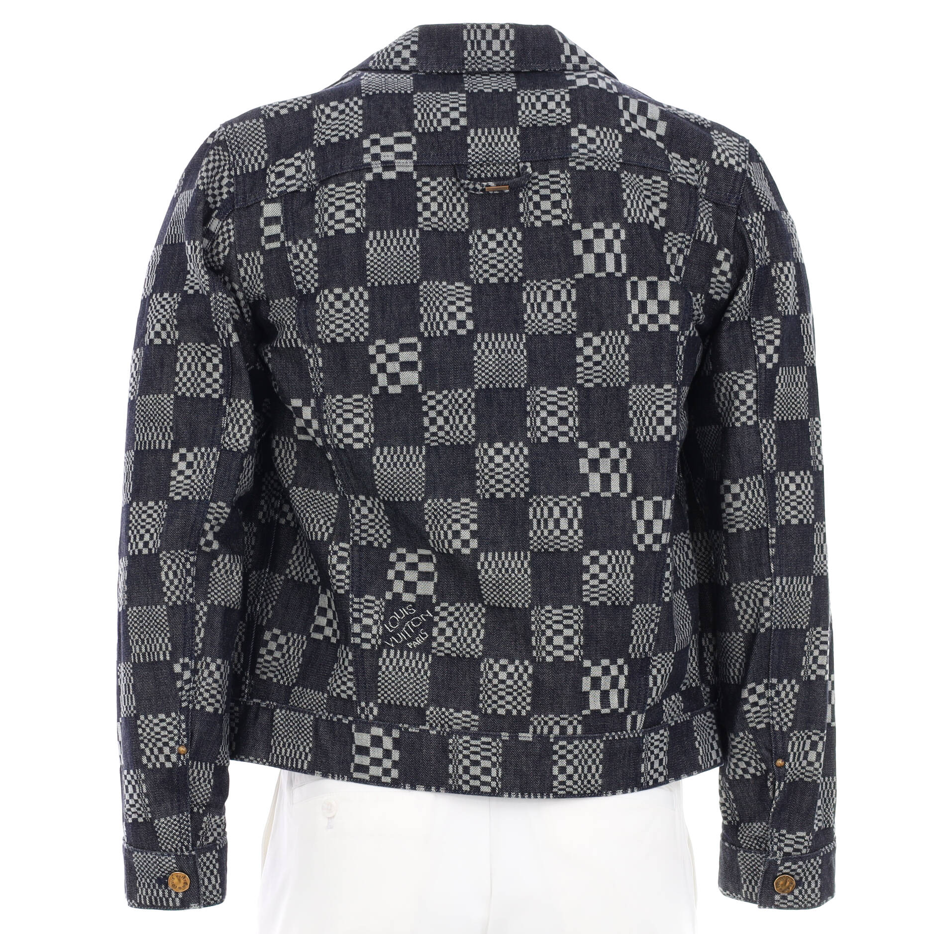 Men's Button Up Jacket Distorted Damier Denim