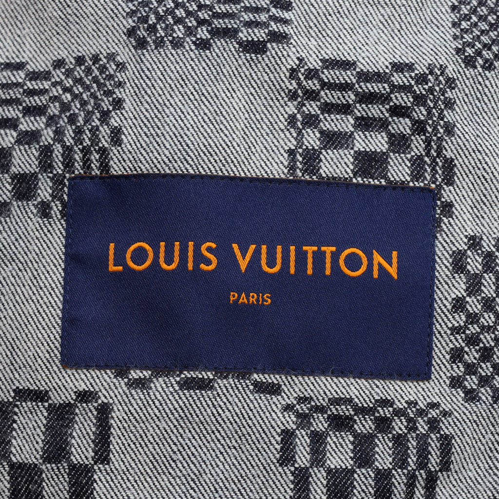 Men's Button Up Jacket Distorted Damier Denim